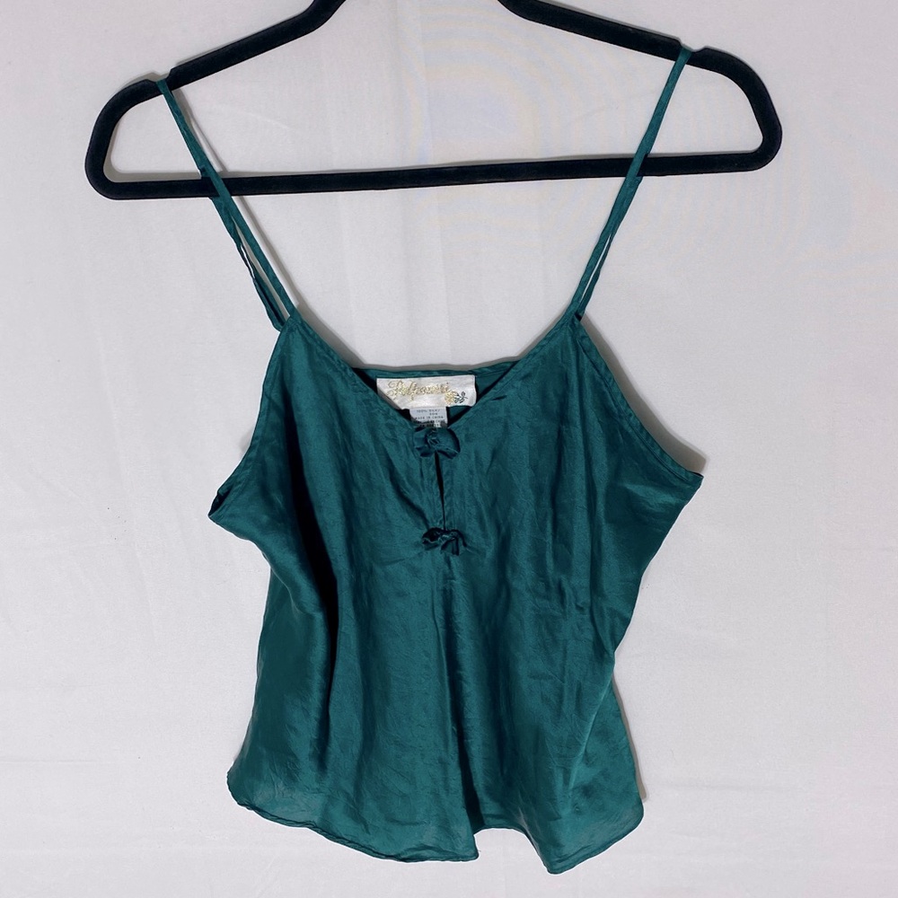 Vintage Potpourri Green Silk Camisole Lingerie Top M
